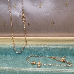 Elegant Gold Tone Necklace And Bracelet Set Letter C